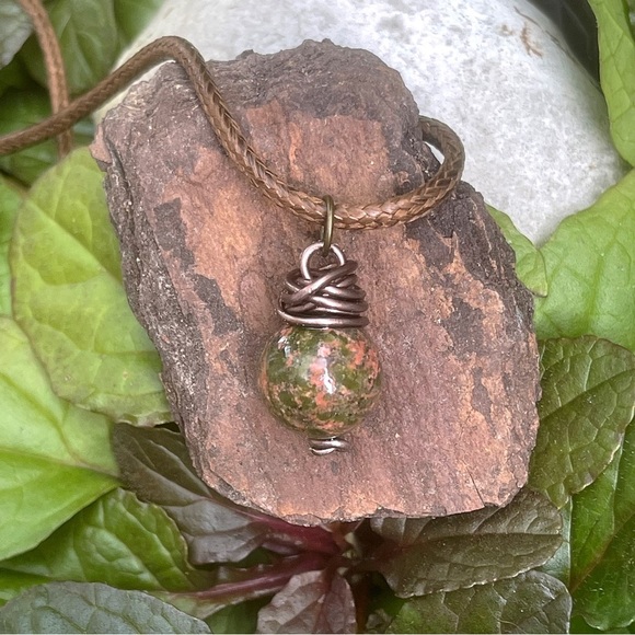 5 For $25💫Wrapped Unakite Stone Pendant Necklace - Picture 5 of 6